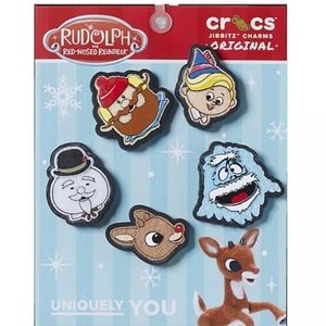 Croc Rudolph The Red Nose Reindeer Shoe 5pc Jibbitz Charms, Yeti Frosty Eric